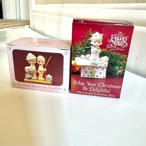 Lot Of 2 Vintage Precious Moments Christmas Figurines In Original Box 1990s